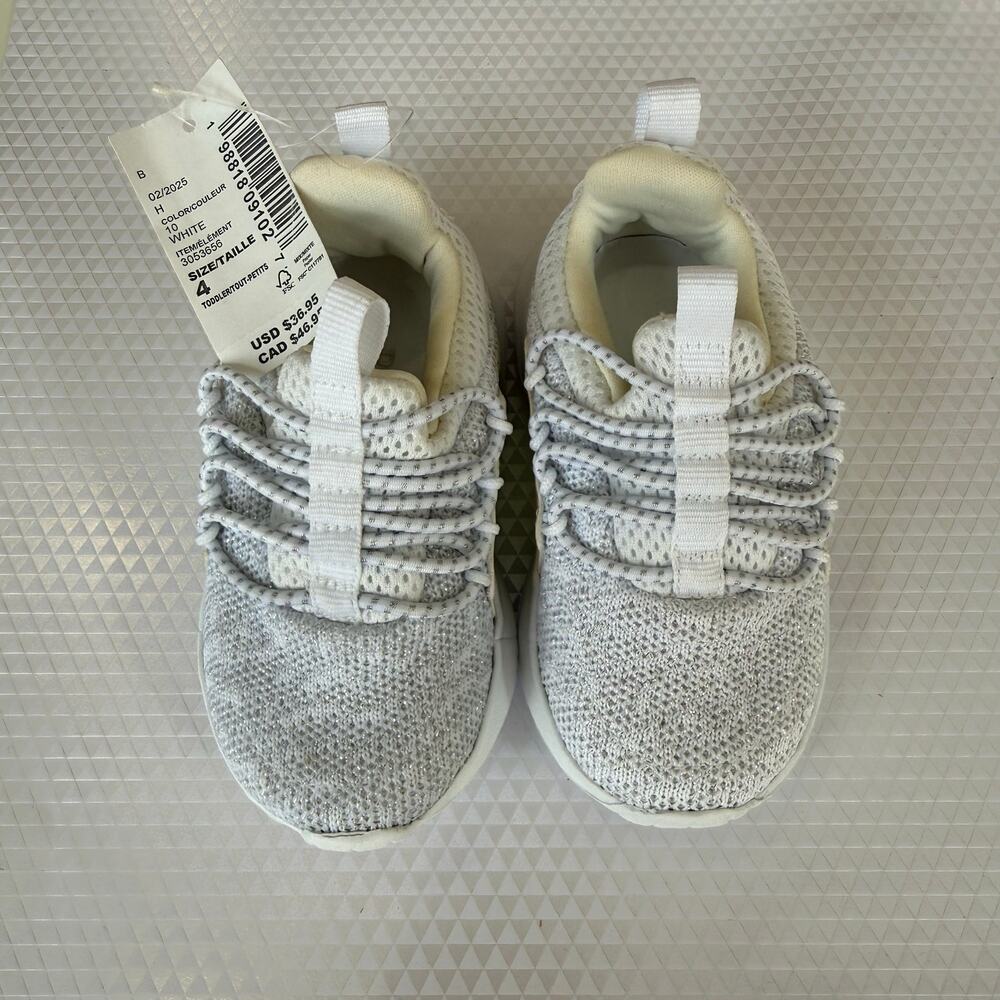 The Children’s Place Toddler Girls Size 4 White Iridescent Sneakers NWT